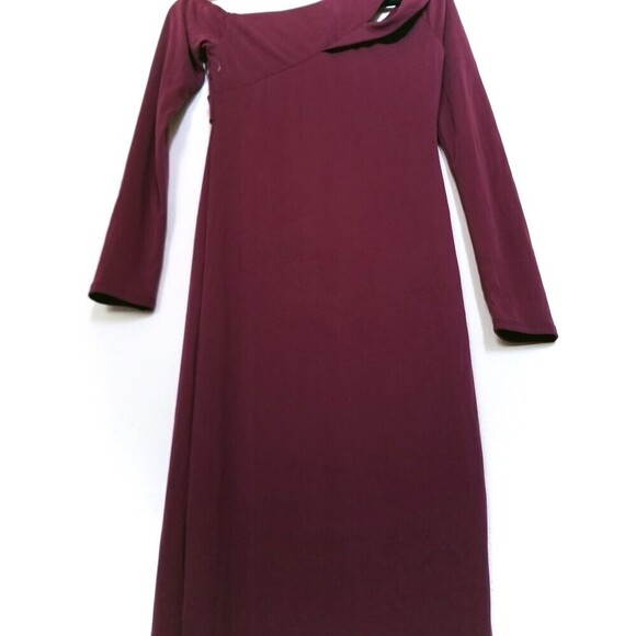 NWT NBD Sammy Asymmetric One Shoulder Long Sleeve Midi Dress Knit Burgundy Small - Picture 10 of 10